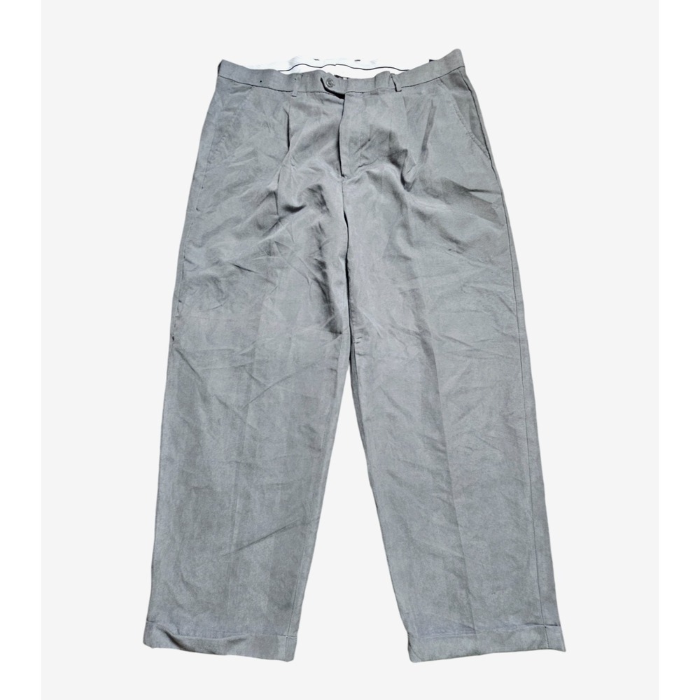 Trust‎ Pleated Dress Pants Straight Leg Mens 42x30 Office Gray Polyester NWT